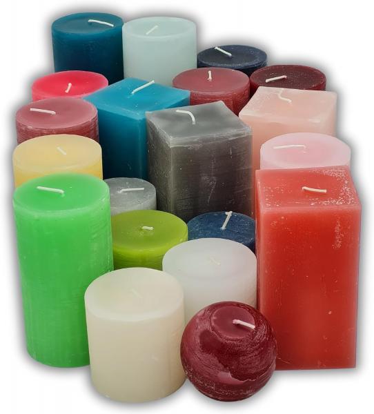 Farbenfrohes, rustikales Stumpenkerzen-Set (2er-Set) – Verschiedene Farben